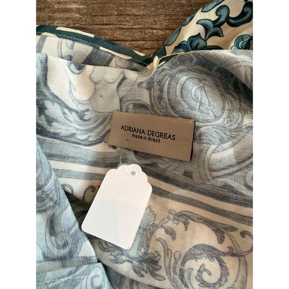 Adriana Degreas Hera Linen Silk Blouse with Straps Blue Womens Size Small - Picture 8 of 9